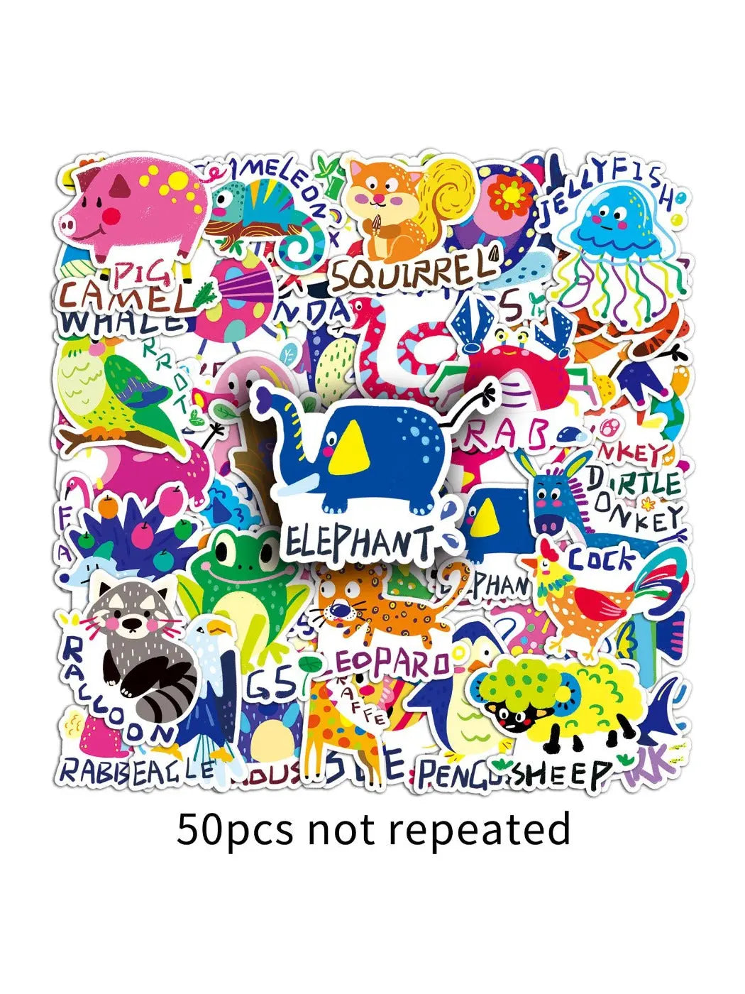 Lunira - Cartoon Animal Doodle English Words Stickers Oria & Co