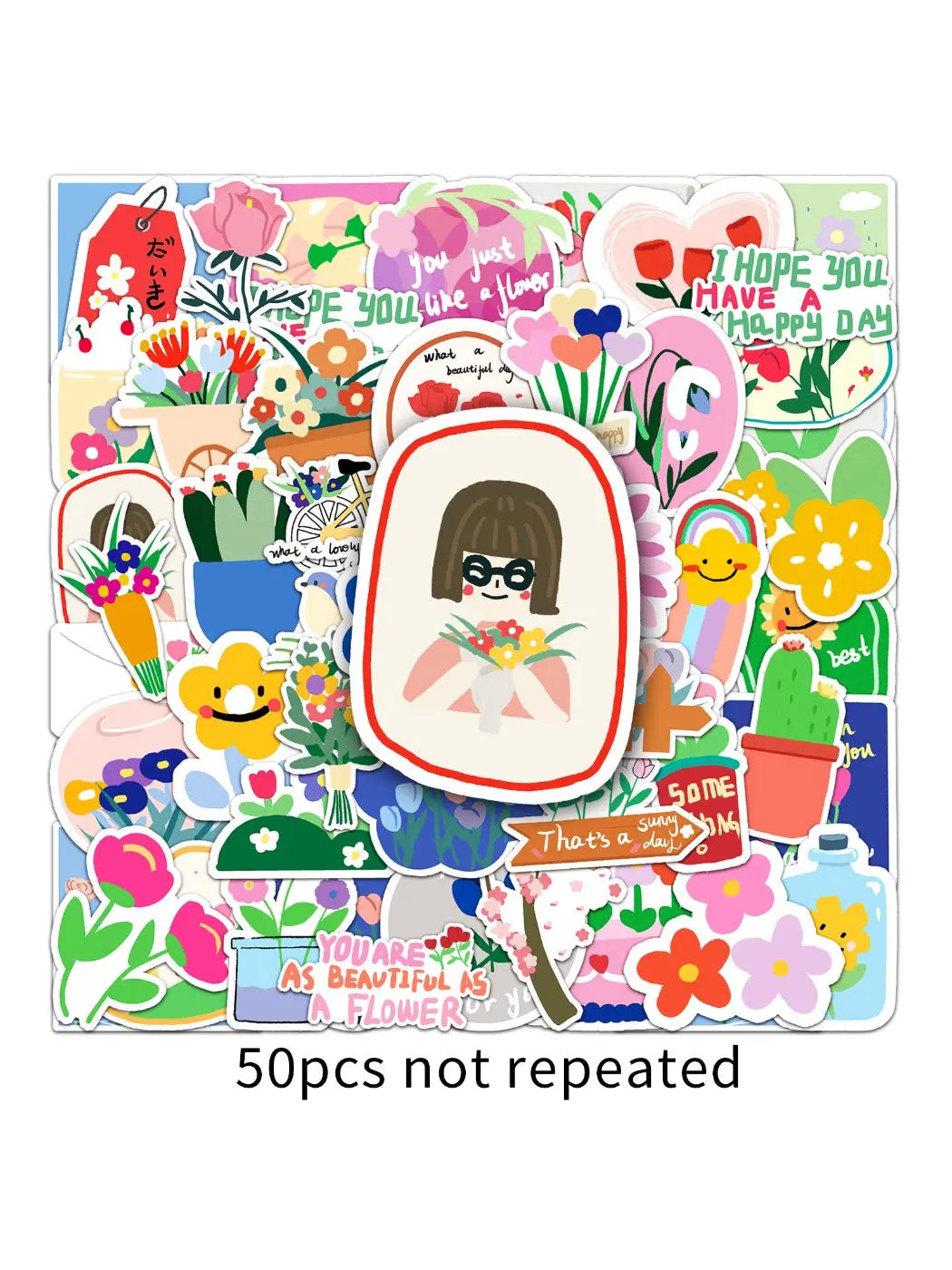 Close-up of vibrant DIY plant stickers with various leaf and flower designs
