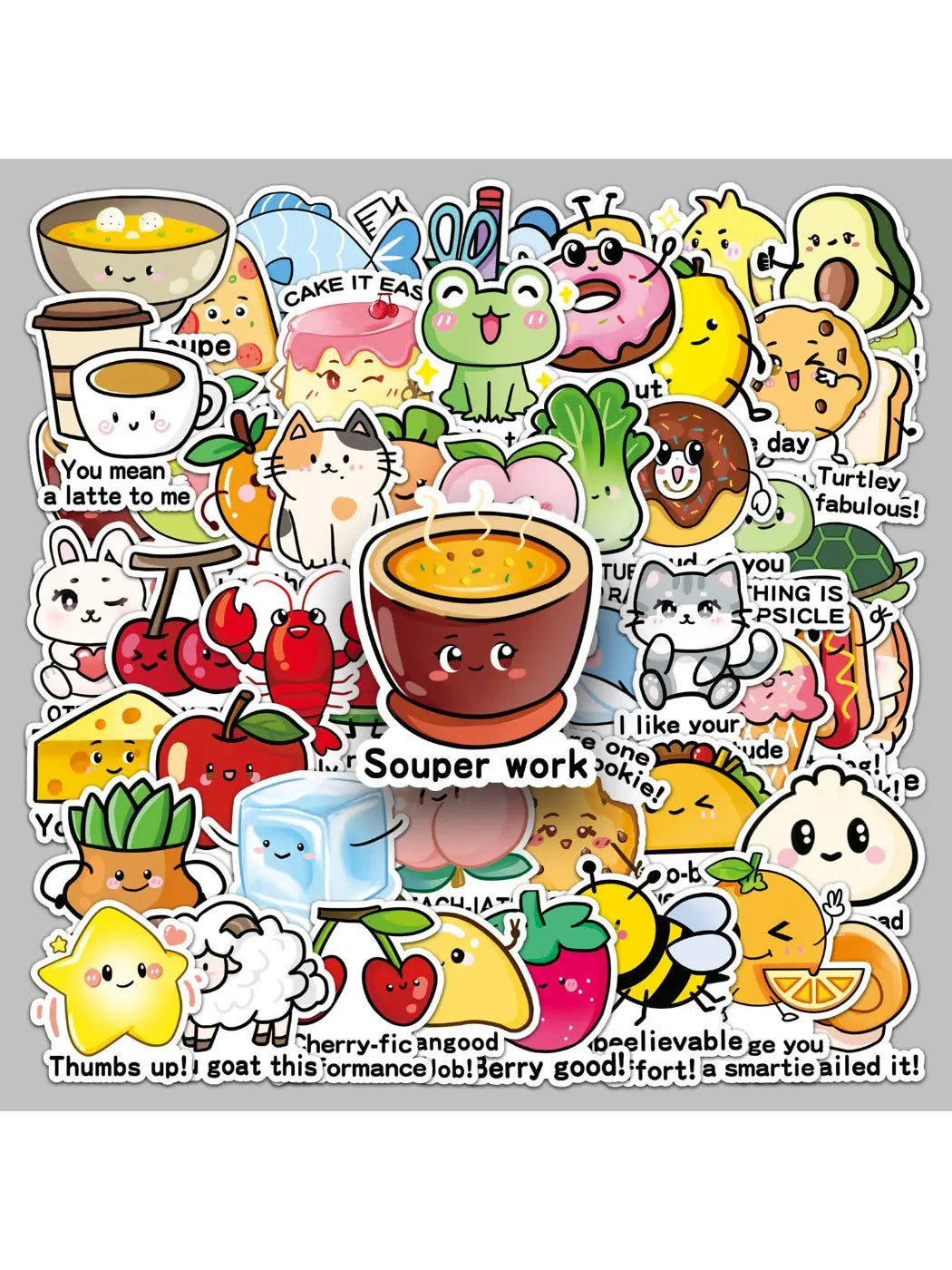 Sheet of Lunira cute cartoon English reward stickers with colorful animal designs
