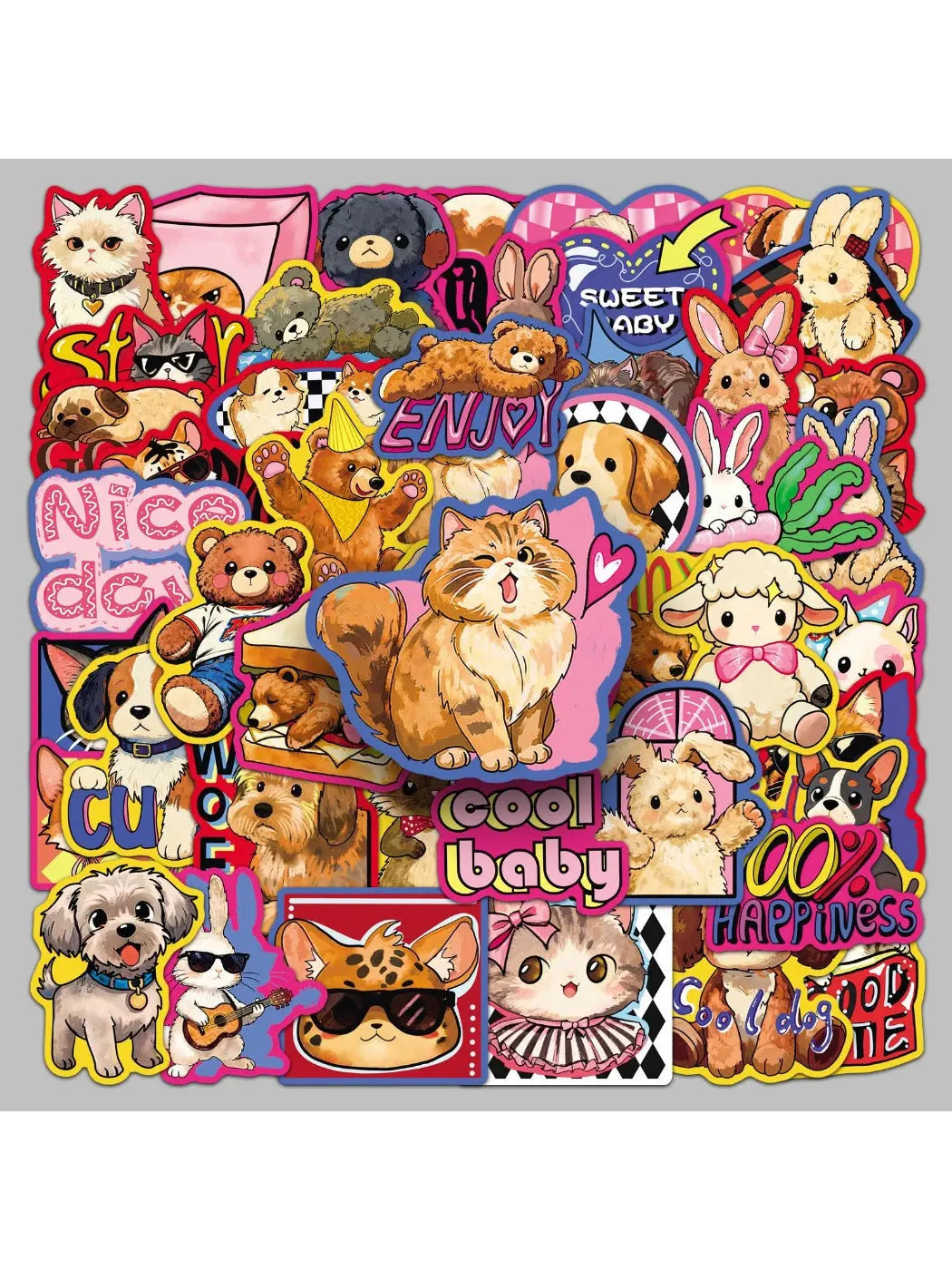 Lunira - Cute Pink Style Cartoon Animal Stickers Oria & Co