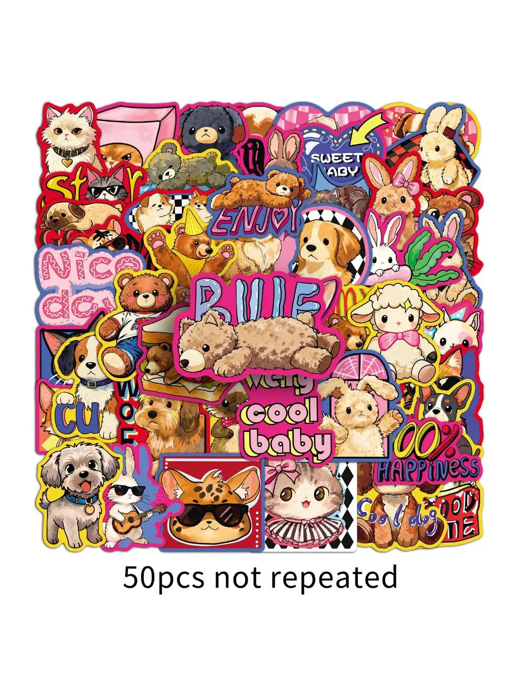 Lunira - Cute Pink Style Cartoon Animal Stickers Oria & Co