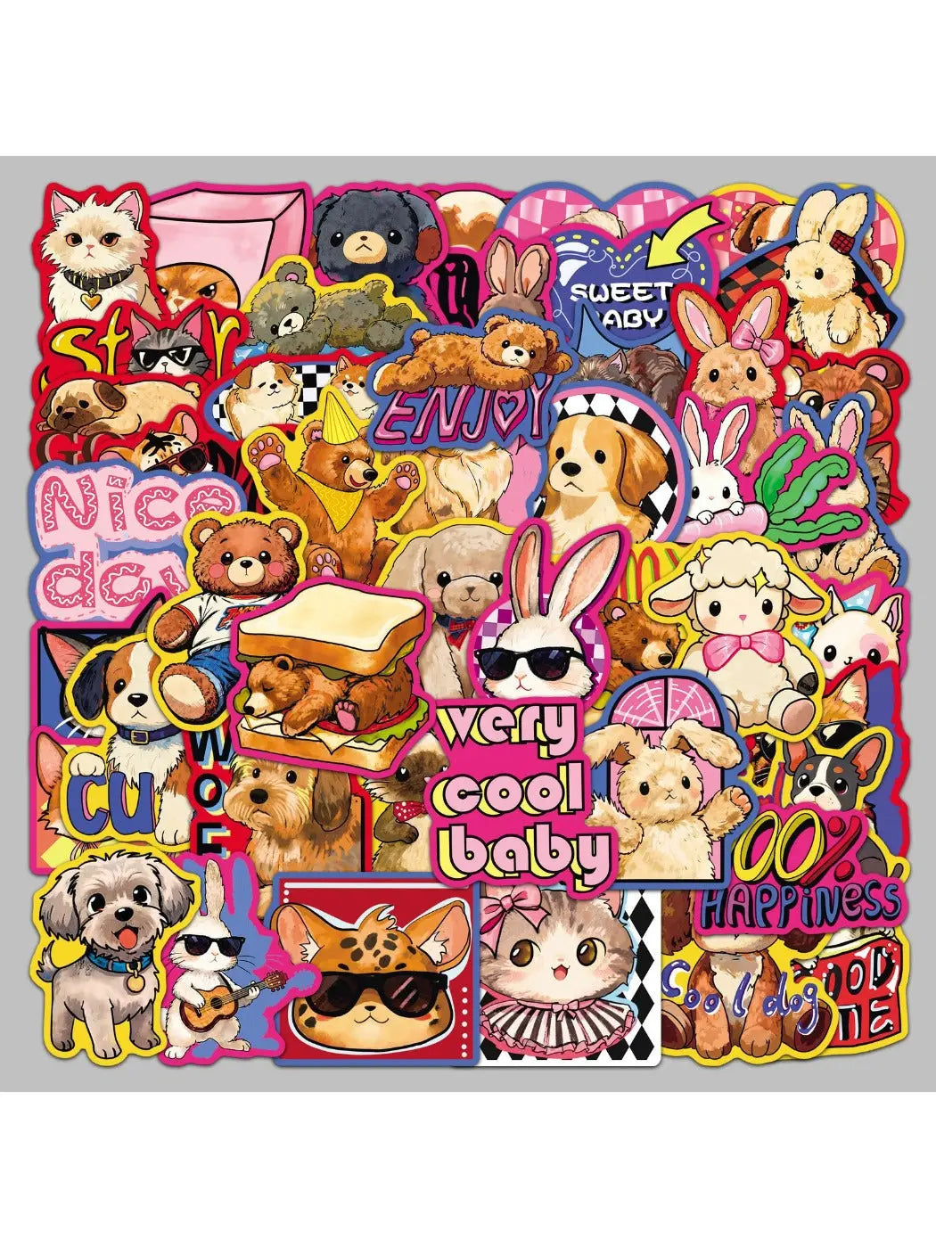 Lunira - Cute Pink Style Cartoon Animal Stickers Oria & Co