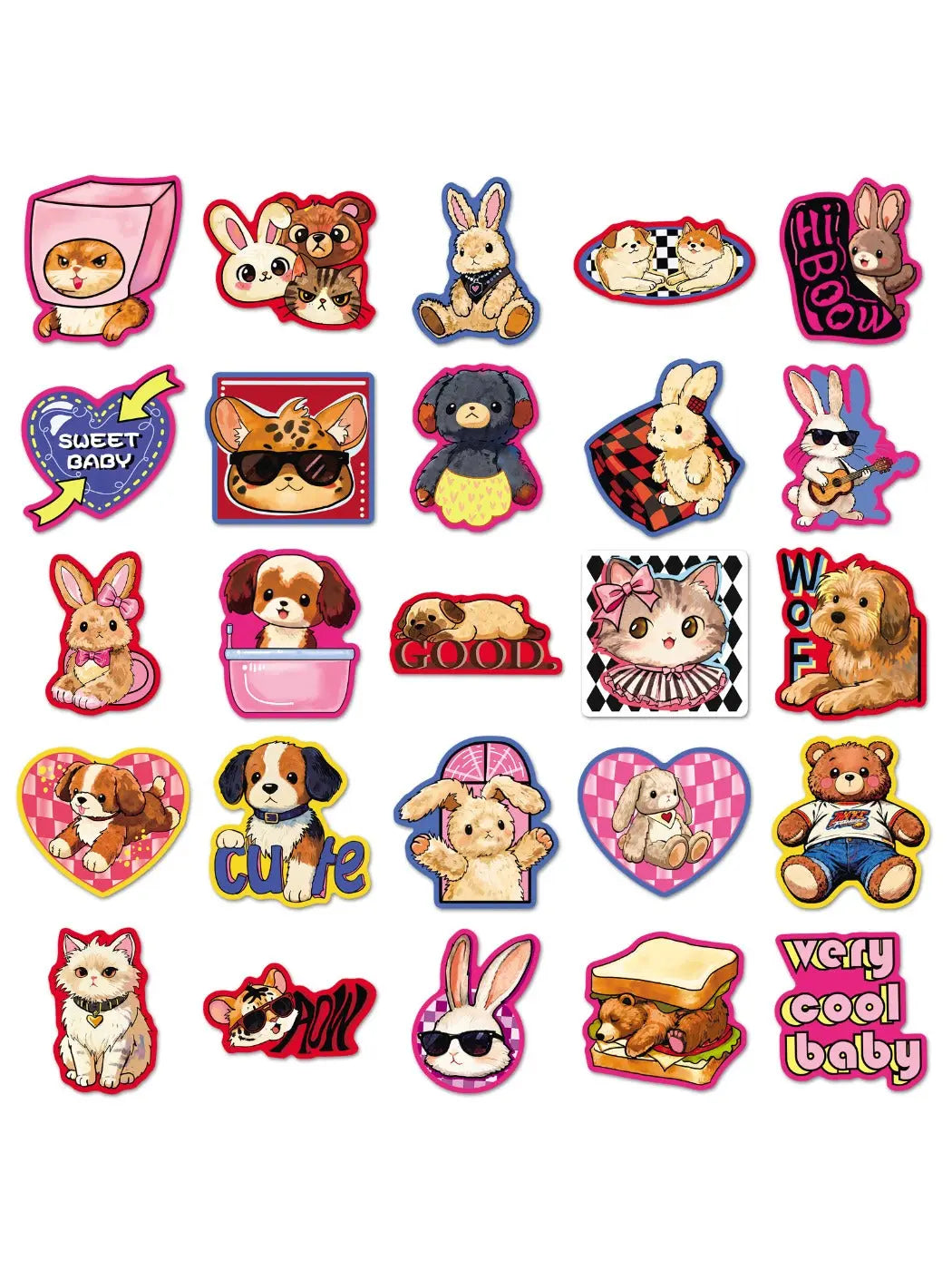 Lunira - Cute Pink Style Cartoon Animal Stickers Oria & Co