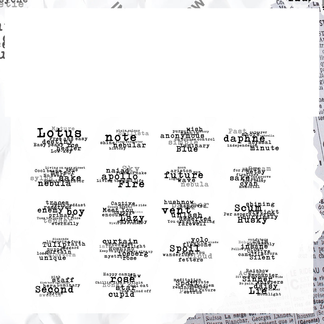 NightCode Nordic Script Typography Sticker Pack, single variant view