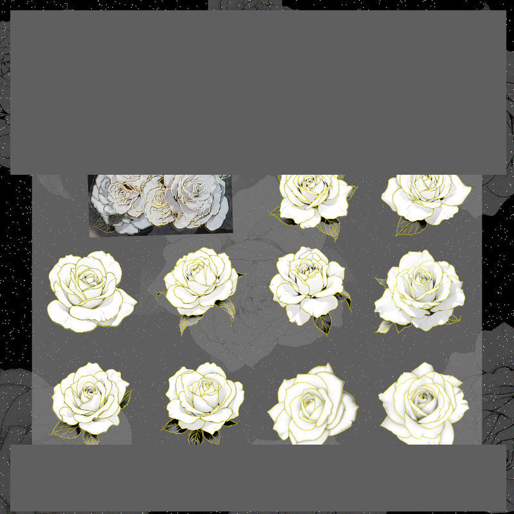 Rose Vintage Floral Outline Sticker Pack, single variant view