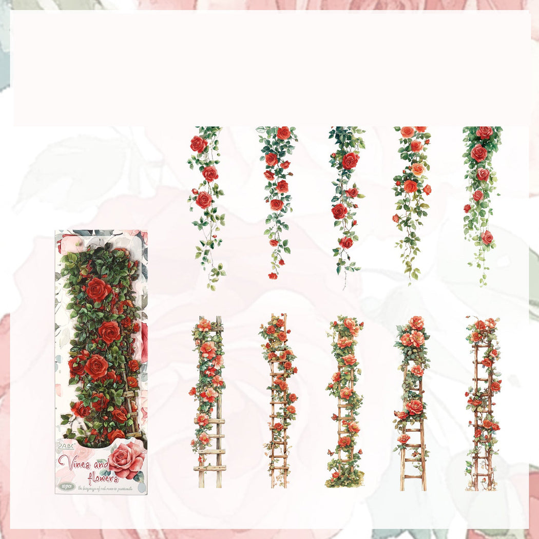 RedRose Vintage Floral Vine Sticker Pack, single variant view