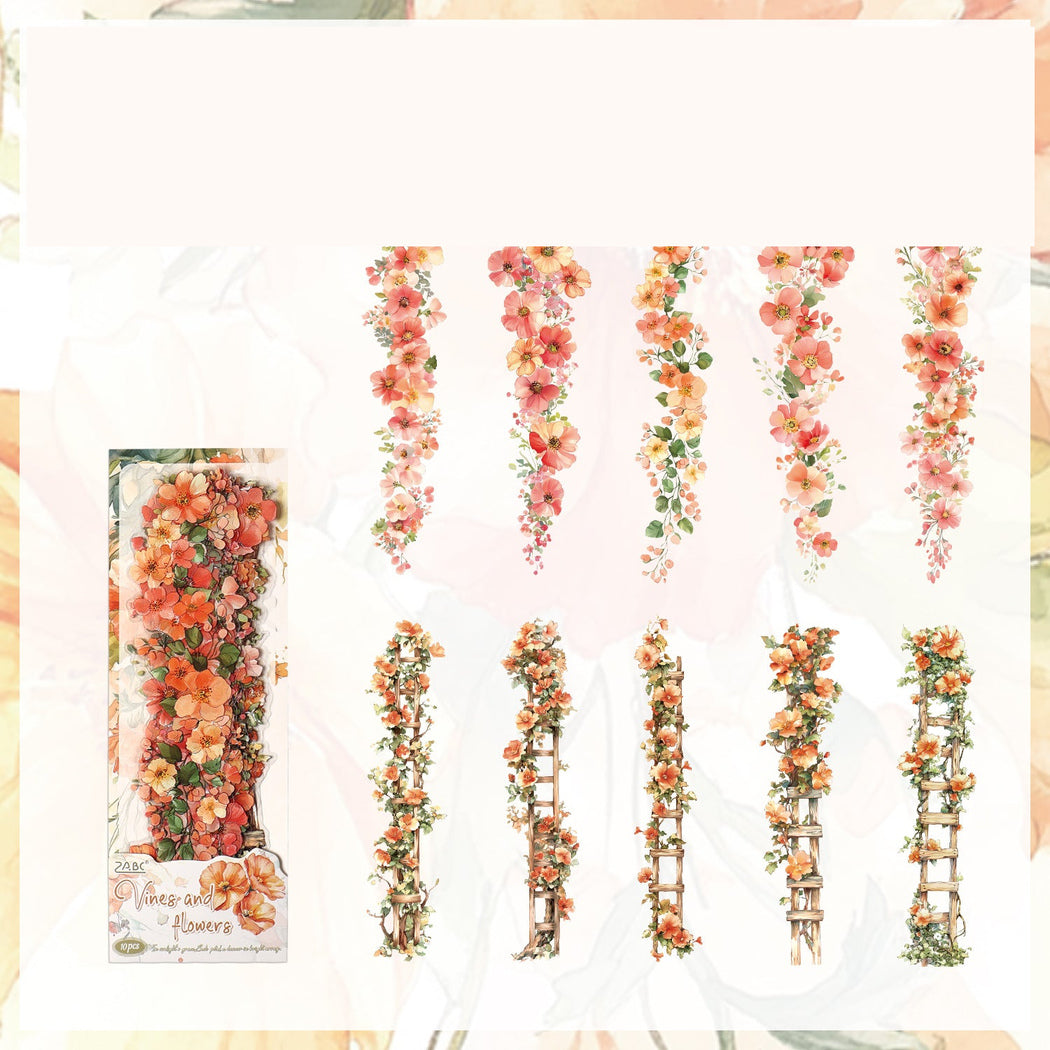 OrangeVine Vintage Floral Vine Sticker Pack, single variant view