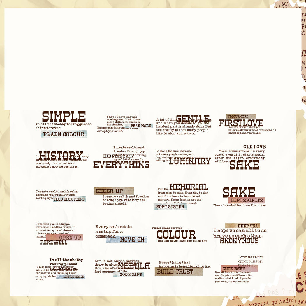 BrownInk Nordic Script Typography Sticker Pack, single variant view