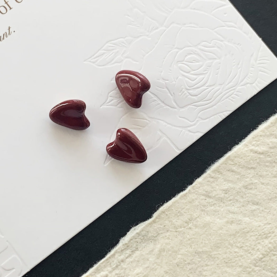 Burgundy DIY 10 Pack 11mm Heart Shank Buttons, variant view