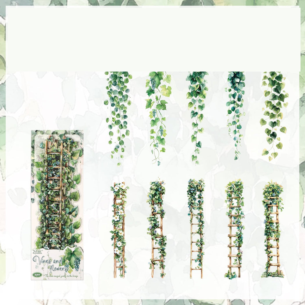 GreenVine Vintage Floral Vine Sticker Pack, single variant view