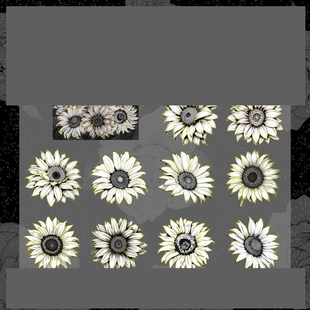 Daisy Vintage Floral Outline Sticker Pack, single variant view
