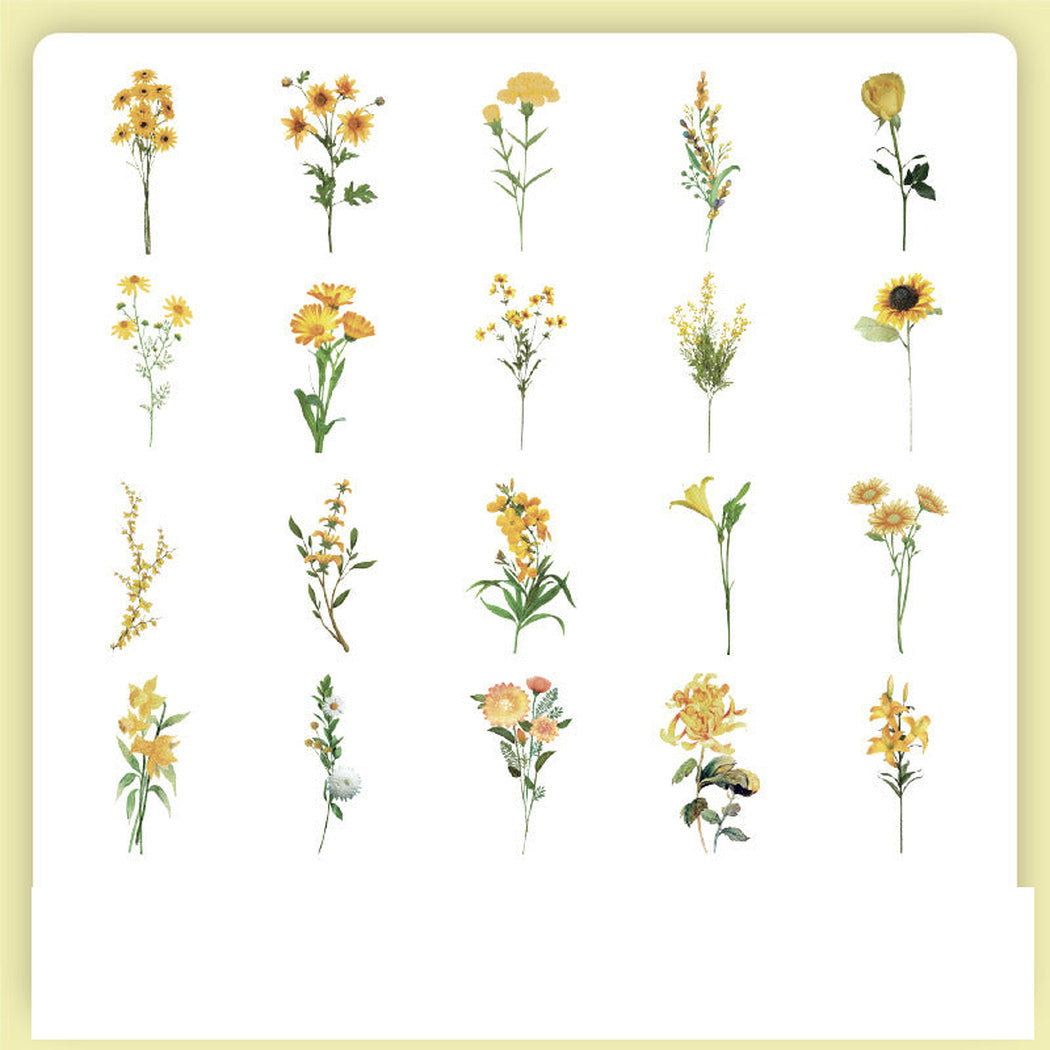 Sunflower Vintage Botanical Insect Sticker Pack, single variant view