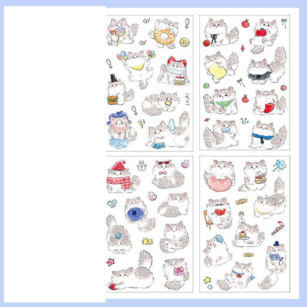 BlueCat Cat Cartoon Die-Cut Sticker Pack, single variant view