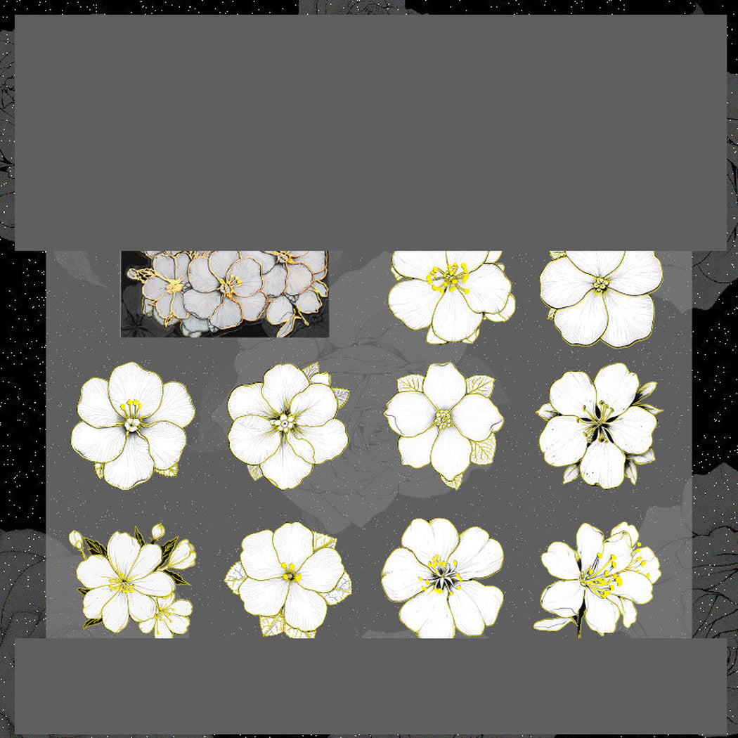 Begonia Vintage Floral Outline Sticker Pack, single variant view