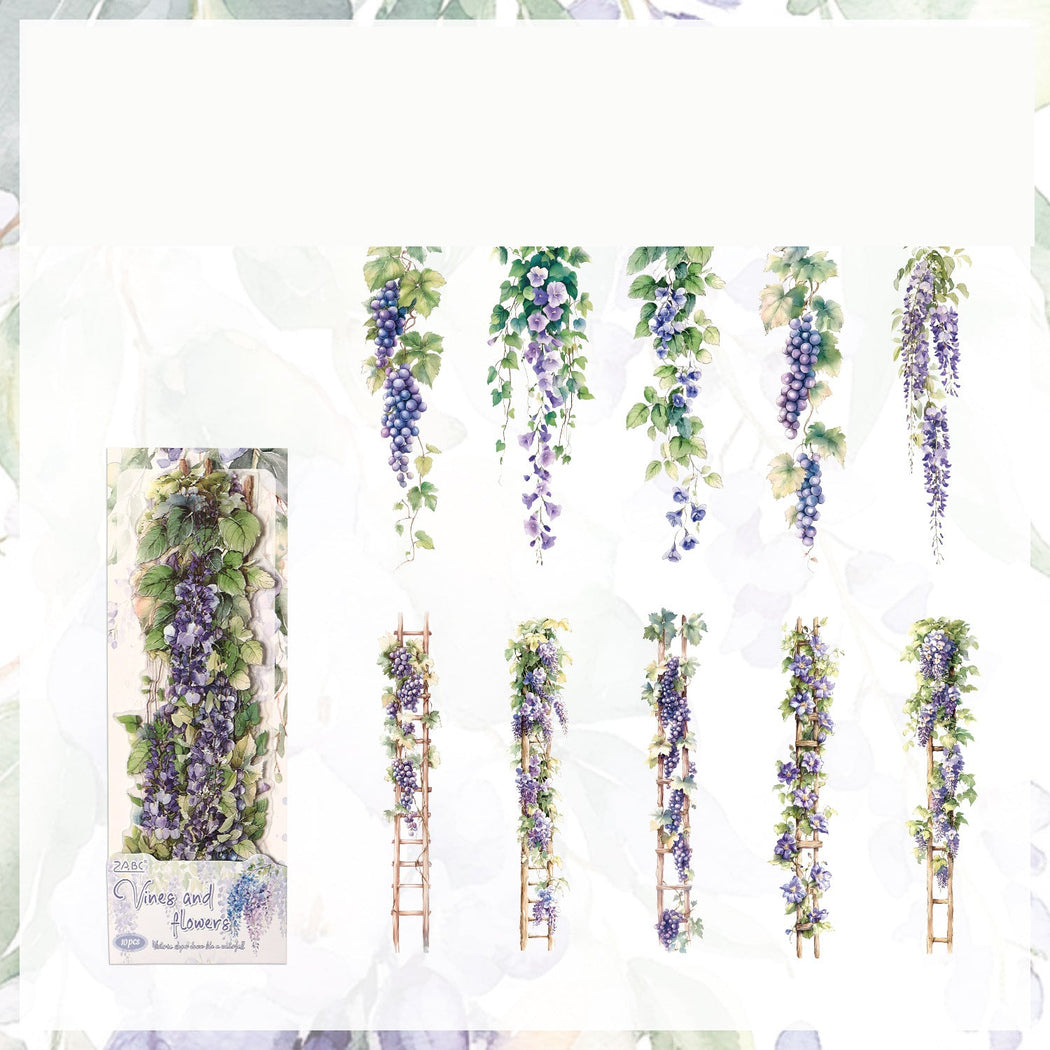 PurpleVine Vintage Floral Vine Sticker Pack, single variant view