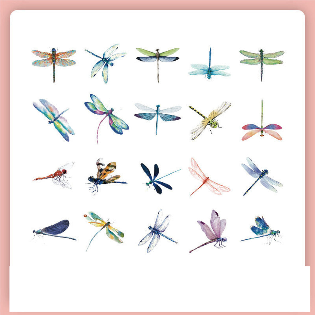 Dragonfly Vintage Botanical Insect Sticker Pack, single variant view