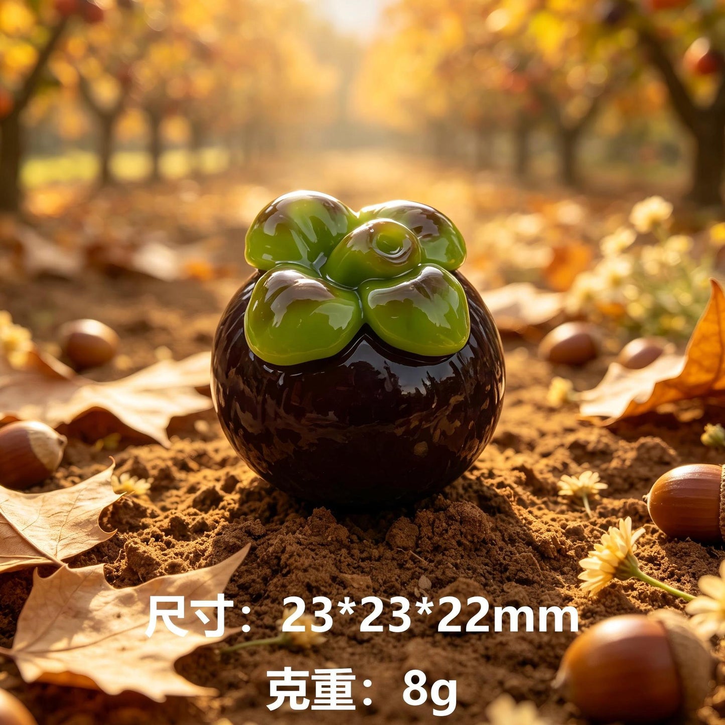 仿真糖霜柿子树脂微缩食玩摆件DIY钥匙扣挂件发卡贴片配件材料