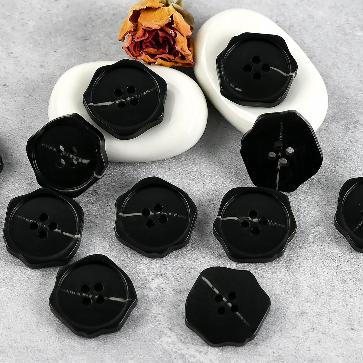 Bunli - DIY 10 Pack Irregular Faceted Four-Hole Button
