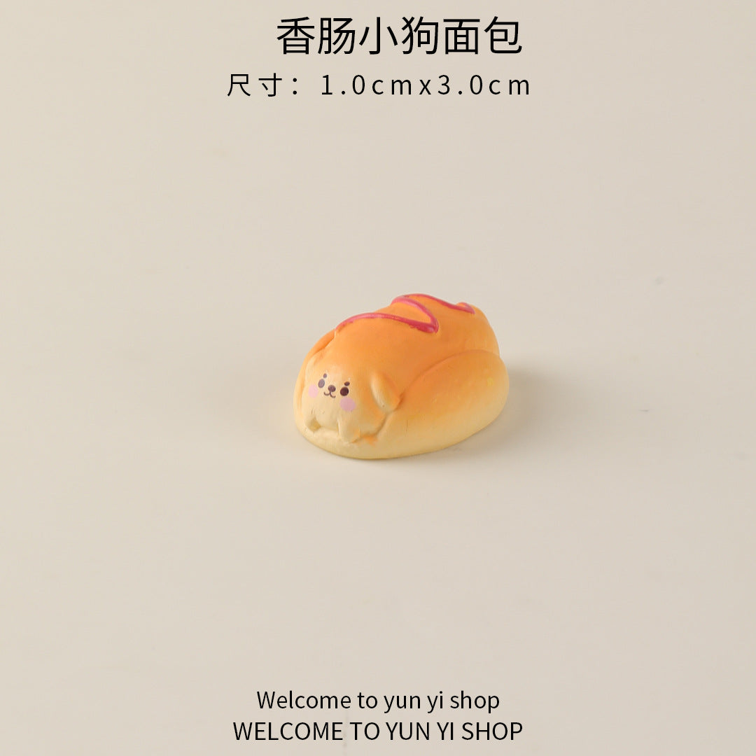 微景观创意摆件可爱卡通面包小狗 树脂装饰品配件 车载桌面小摆件