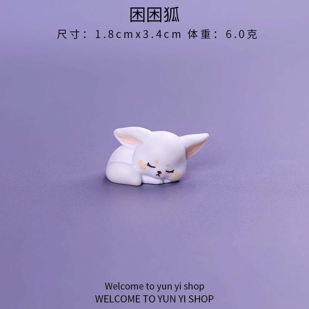 微景观摆件可爱小狐狸 多肉坐姿小狐狸树脂摆件 抖音直播送礼摆件