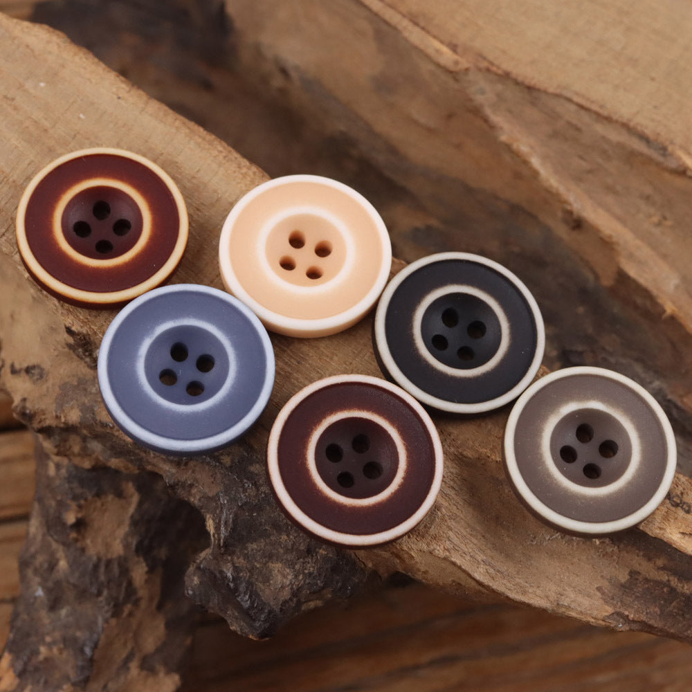 Bunli - DIY 10 Pack Washed Contrast-Ring Round Button