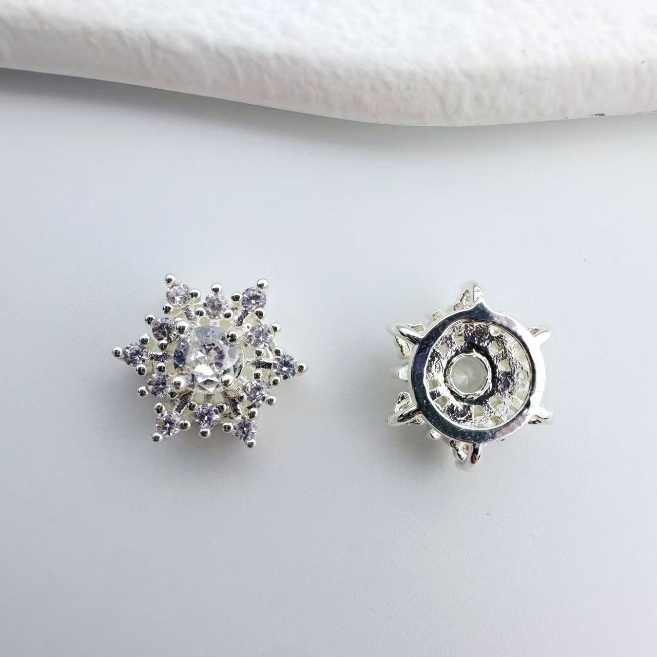 铜镀金微镶锆石雪花星星多通隔珠项链diy饰品配件水晶串珠材