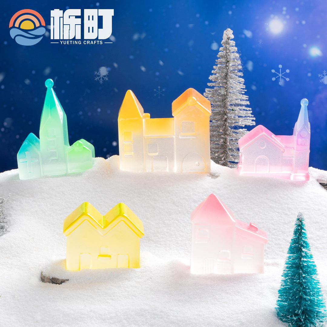 创意装饰品童话夜光城堡微景观微缩场景配件梦幻月亮城堡树脂摆件