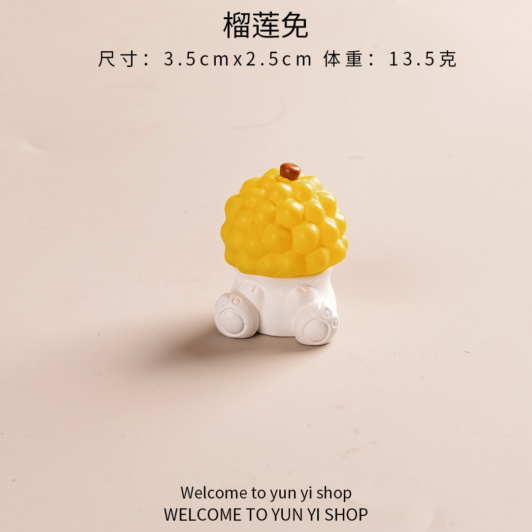 创意可爱水果帽子动物微景观盲盒装饰品配件办公室桌面迷你小摆件