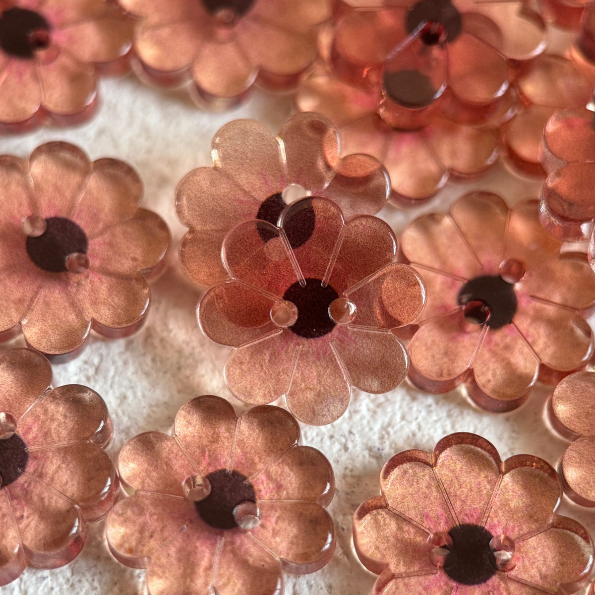 Bunli - DIY 10 Pack Pink-Orange Flower-Shaped Button