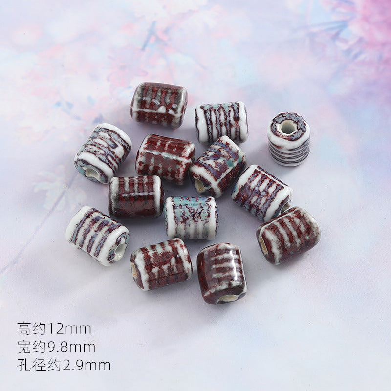 景德镇窑变陶瓷珠diy饰品配件贵妃醉瓷珠手串配件陶瓷珠子散批