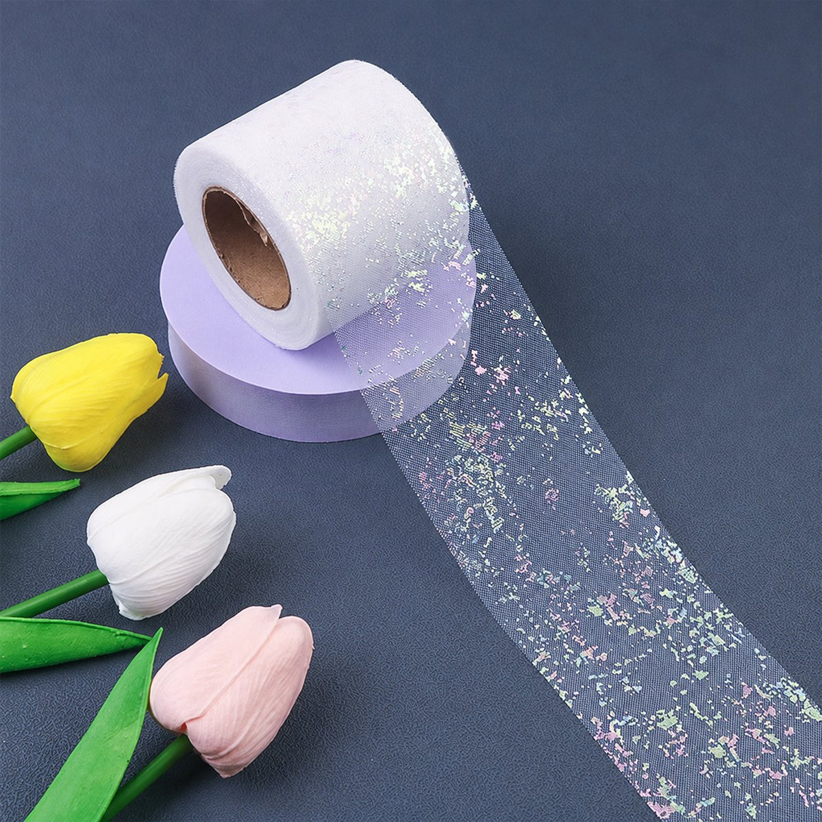 现货闪光幻彩地图薄纱丝带卷DIY手工发夹蝴蝶结服装花边材料装饰
