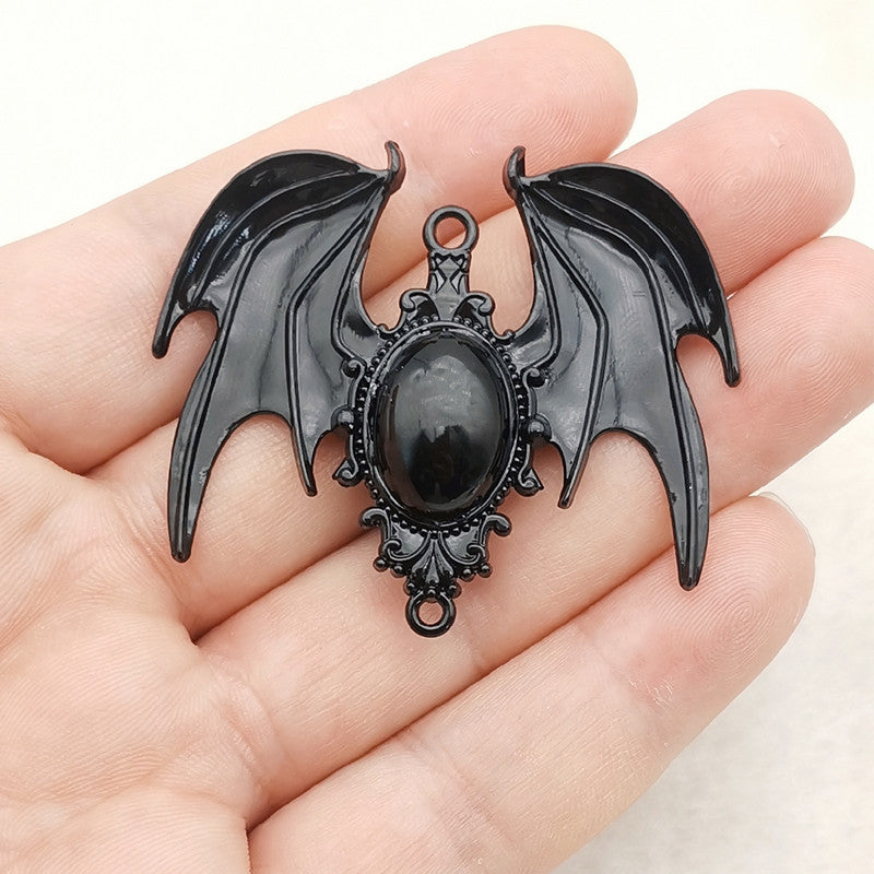 Elvane - Gothic Bat Wing Oval Accent Pendant Only