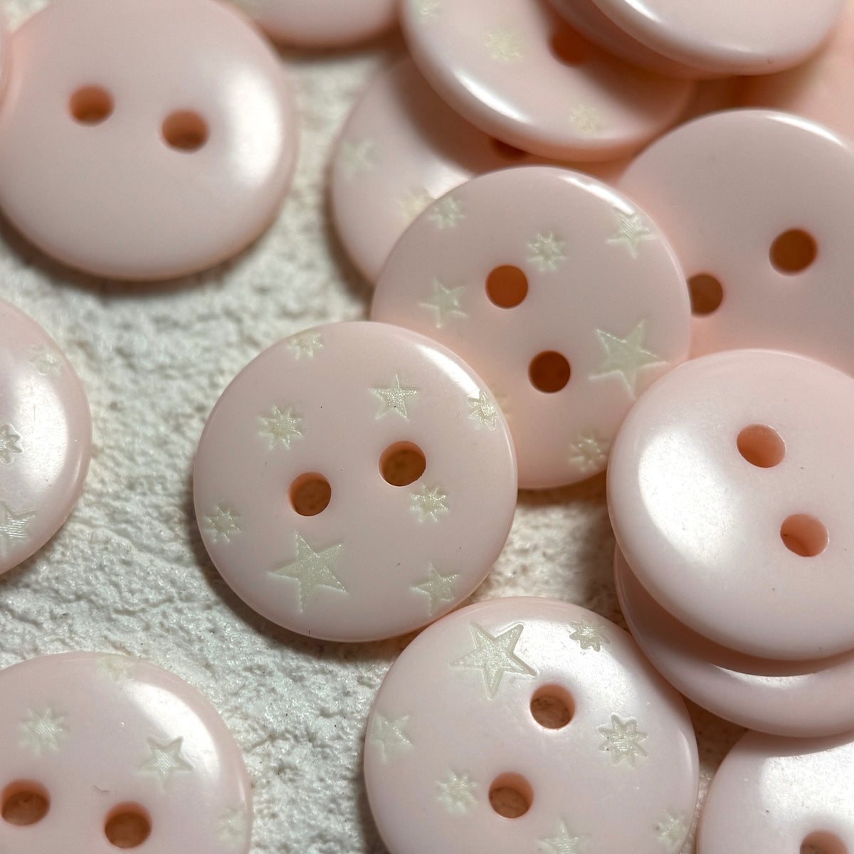 Bunli - DIY 10 Pack Pale-Pink Star-Motif Round Button