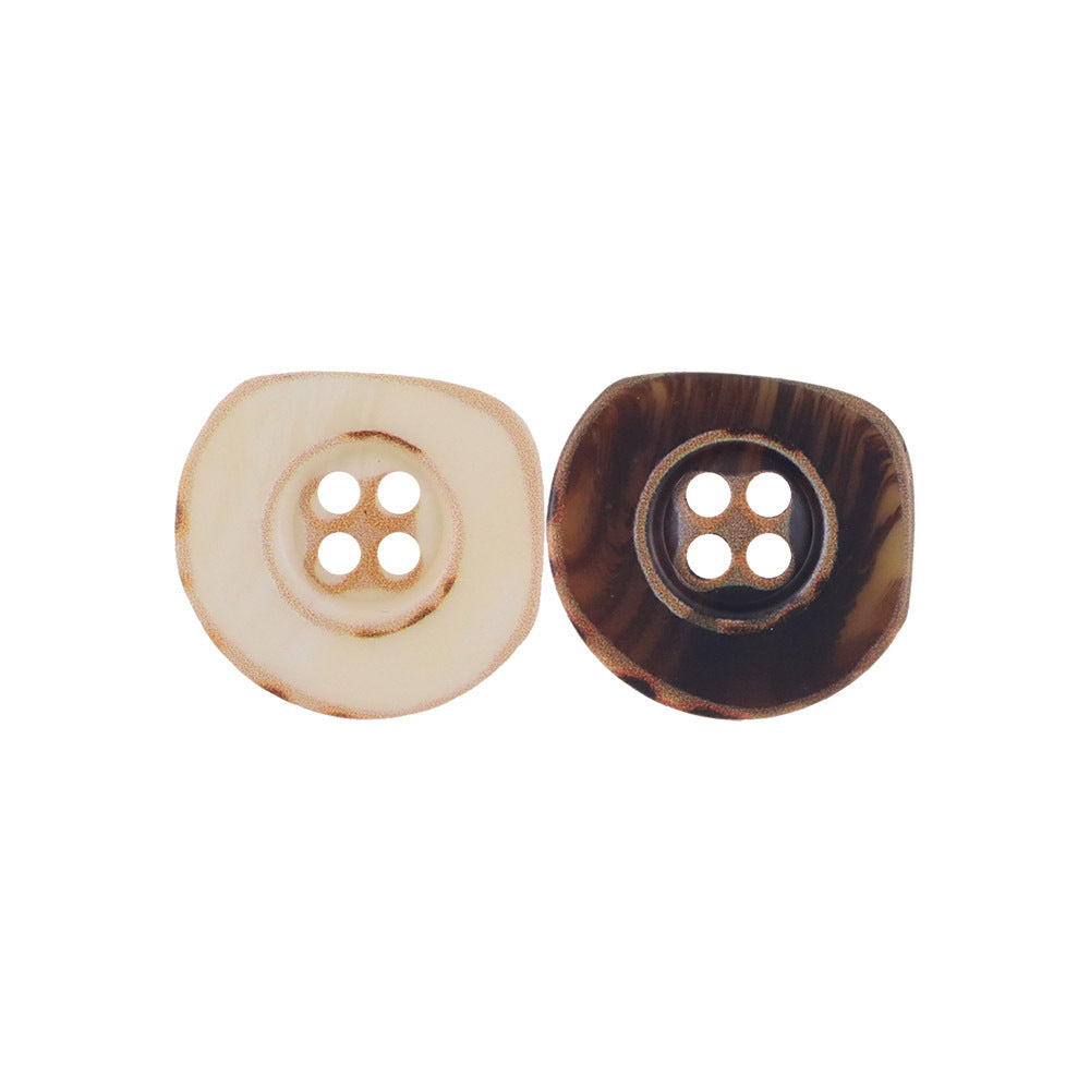 Bunli - DIY 10 Pack Ivory and Brown Irregular Button