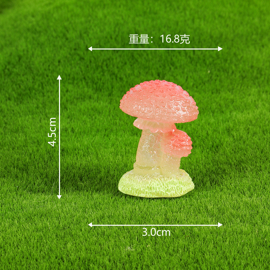 微景观摆件彩色夜光蘑菇荧光饰品苔藓创意树脂工艺品桌面小摆件