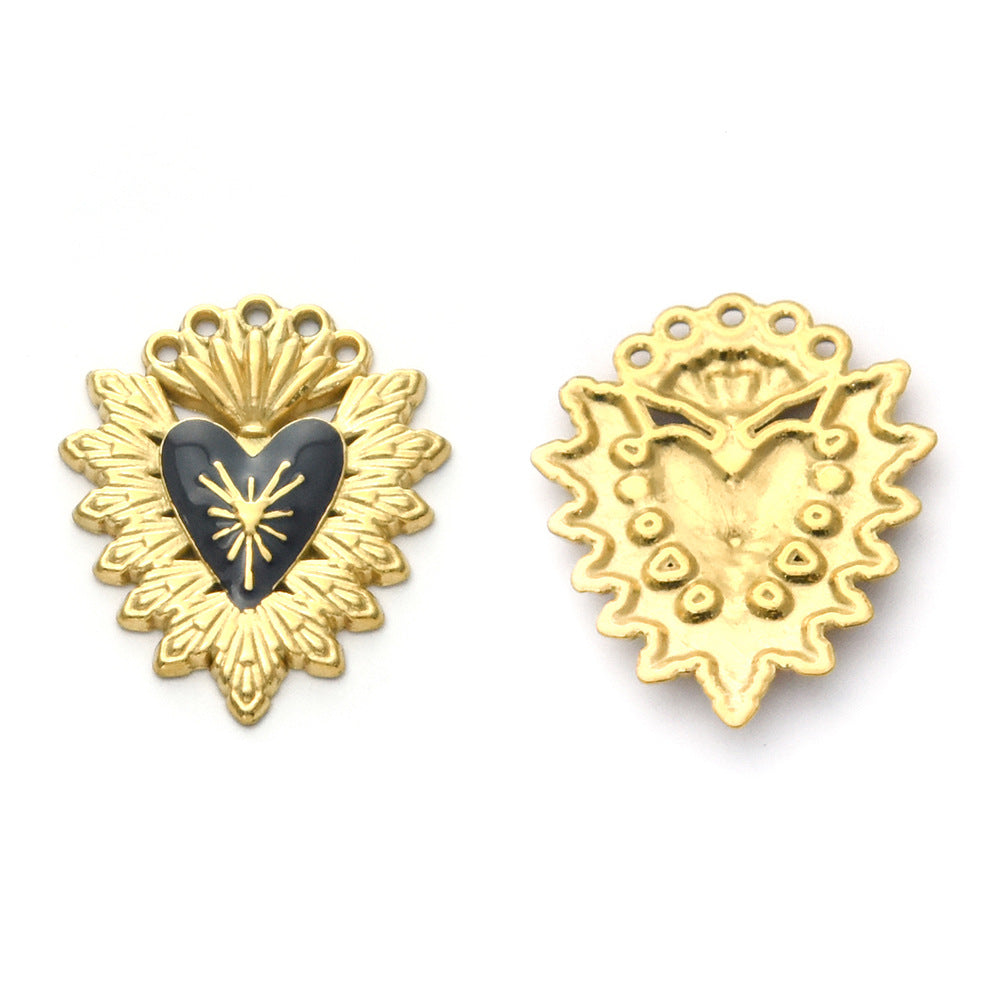 Elvane - Gold-Tone Heart-Center Pendant Only