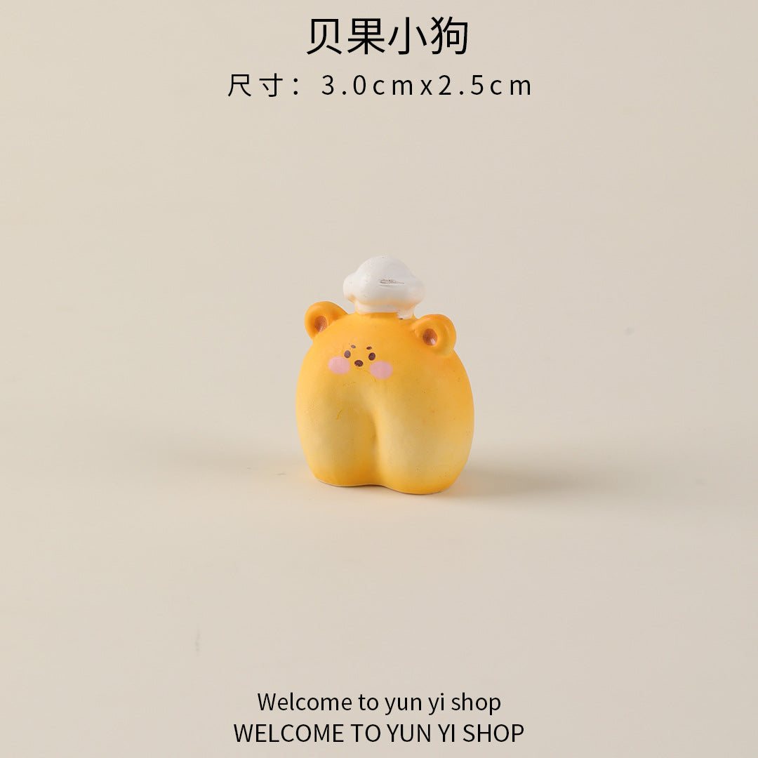 微景观创意摆件可爱卡通面包小狗 树脂装饰品配件 车载桌面小摆件
