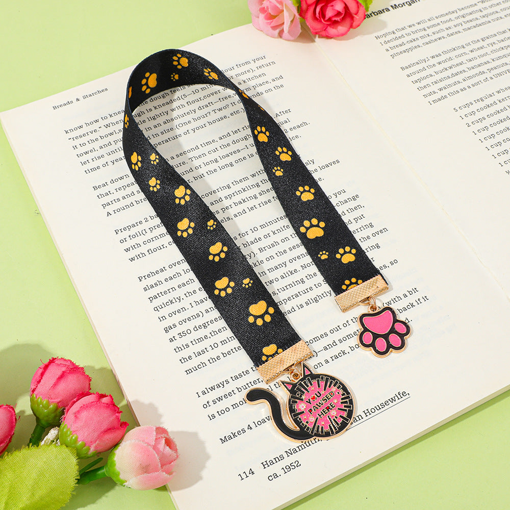 Novellea - Paw-Print Pet-Charm Ribbon Bookmark
