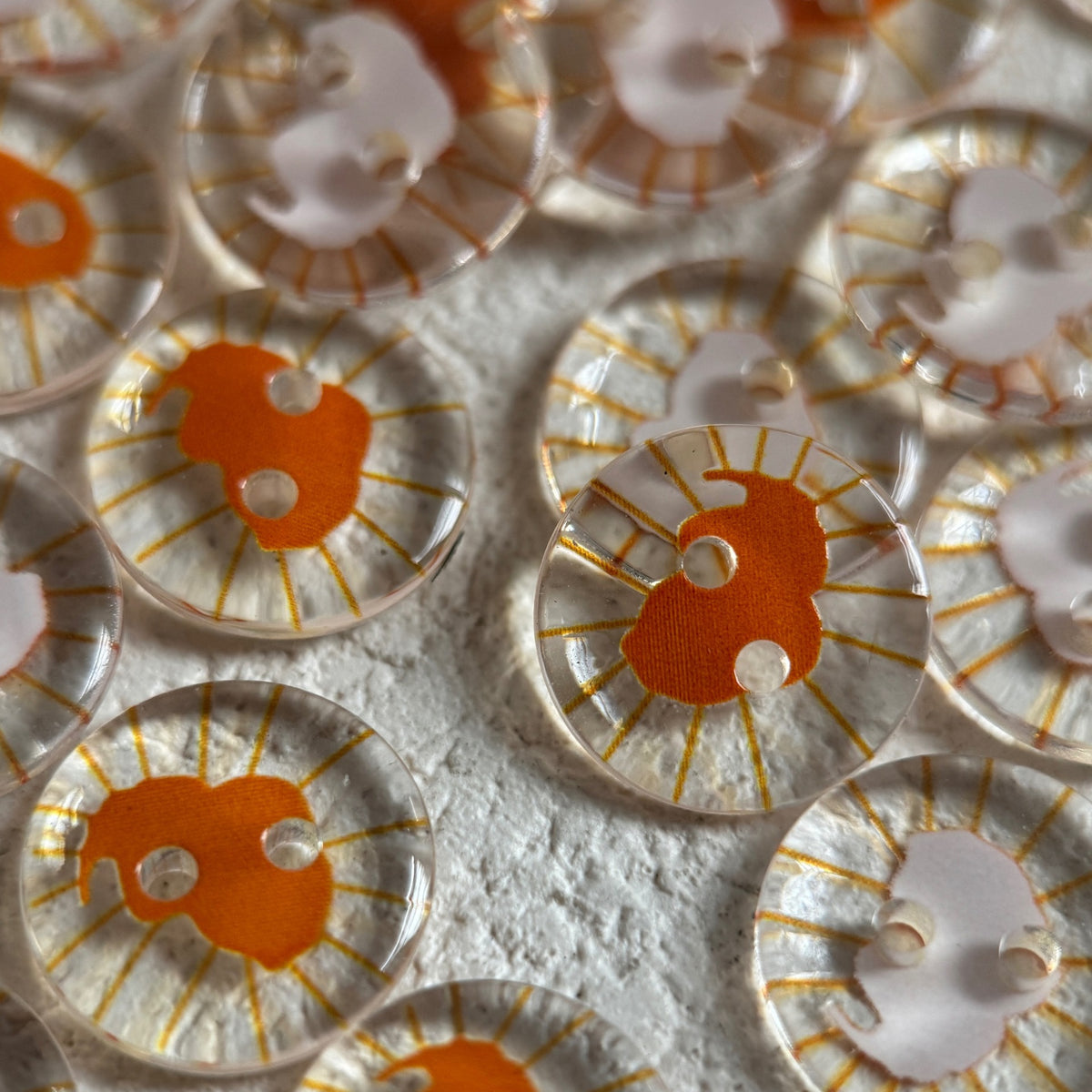 Bunli - DIY 10 Pack Transparent Mixed-Pattern Round Button