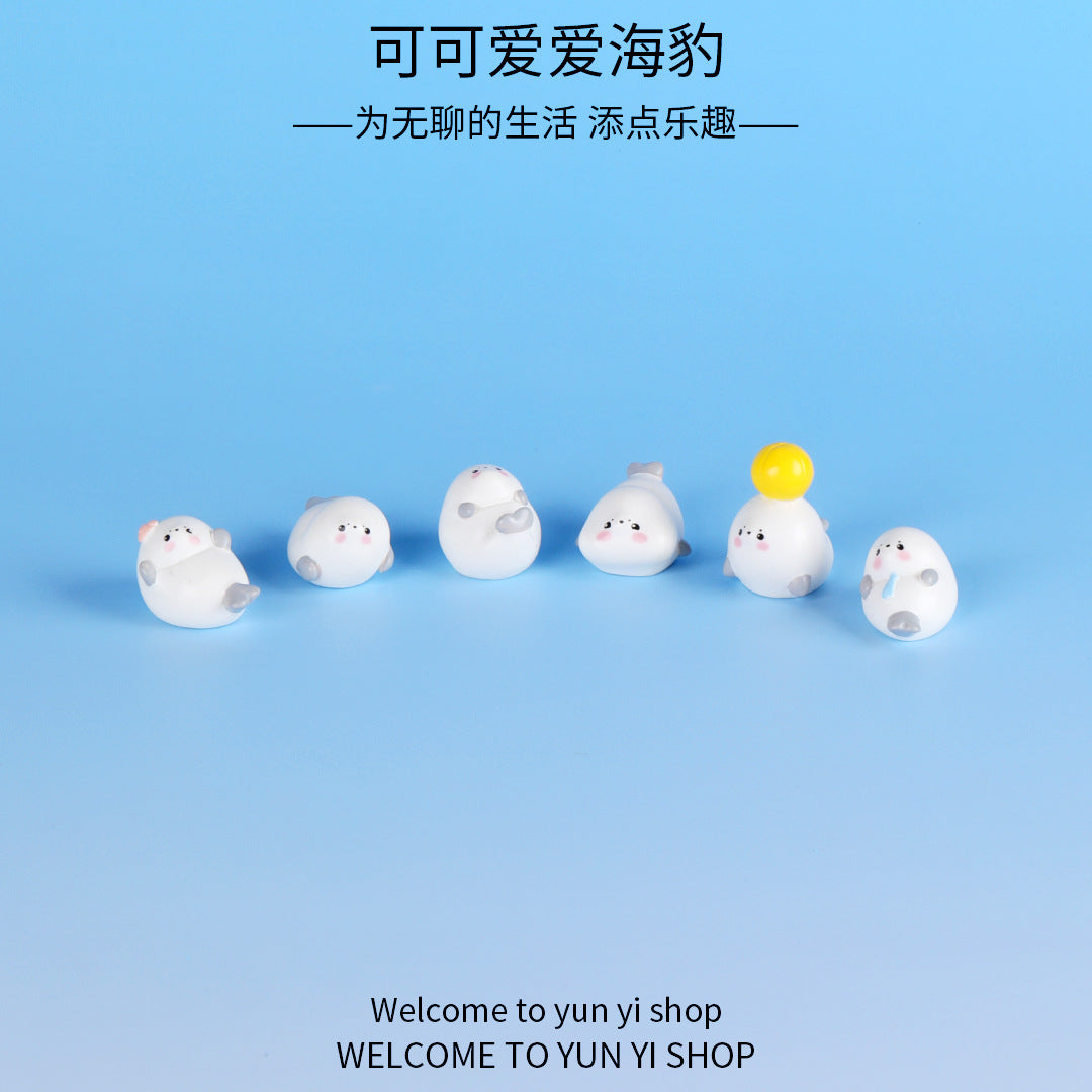 微景观摆件可爱海豹海洋动物 diy鱼缸水族馆卡通装饰品树脂小摆件