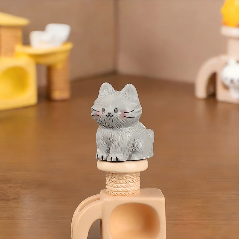 创意微景观树脂工艺品卡通可爱小猫 仿真动物水晶球配件