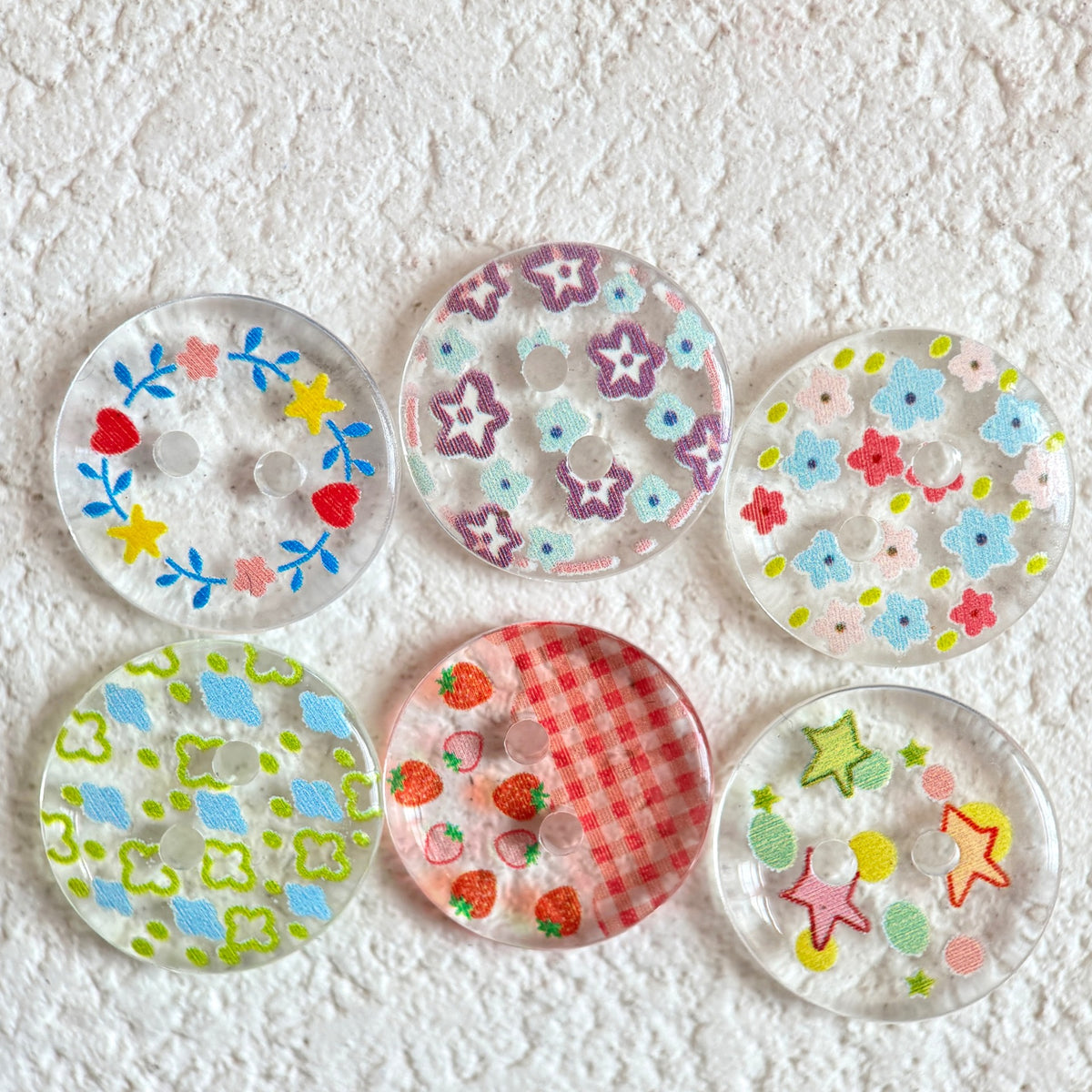 Bunli - DIY 10 Pack Colorful Mixed-Motif Round Button