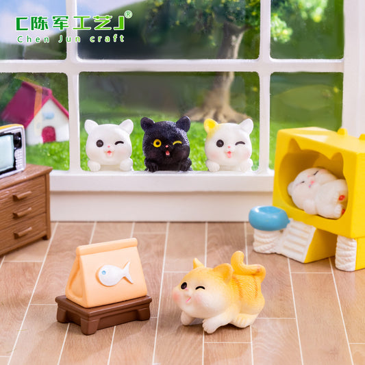 微景观创意可爱趴趴小猫咪公仔 园艺娃屋DIY装饰品配件桌面小摆件