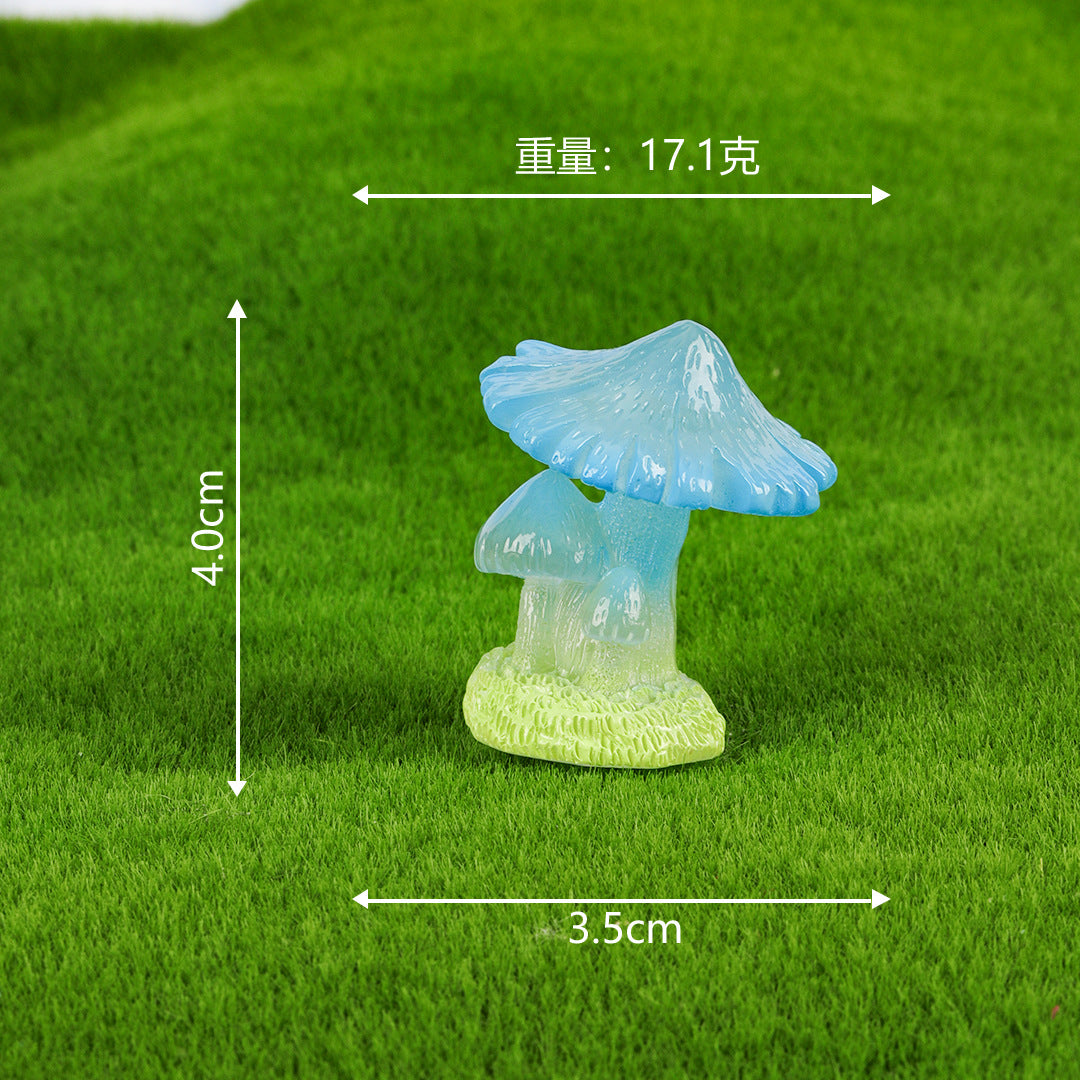 微景观摆件彩色夜光蘑菇荧光饰品苔藓创意树脂工艺品桌面小摆件