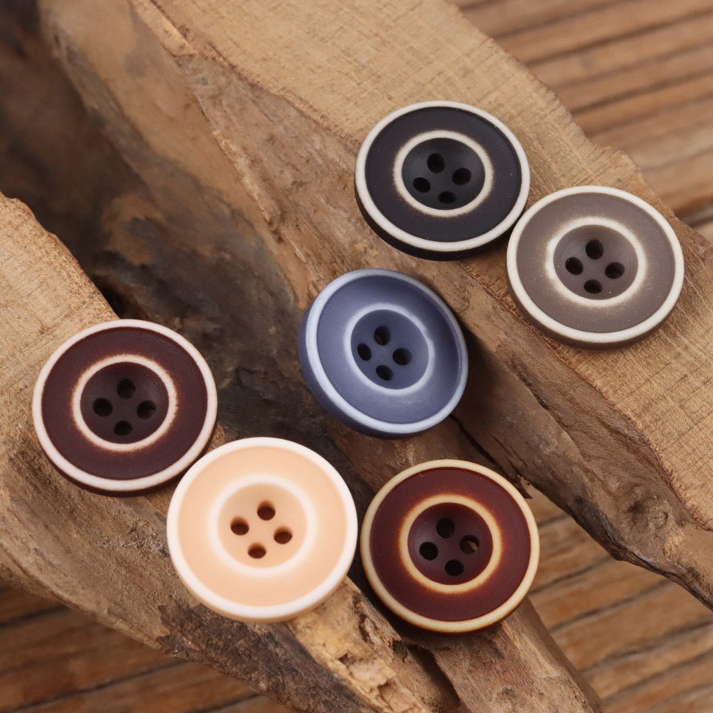 Bunli - DIY 10 Pack Washed Contrast-Ring Round Button