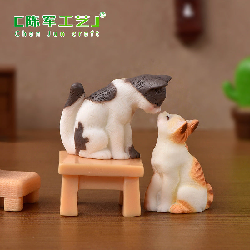 创意微景观卡通可爱仿真小猫咪动物公仔手办装饰品配件桌面小摆件