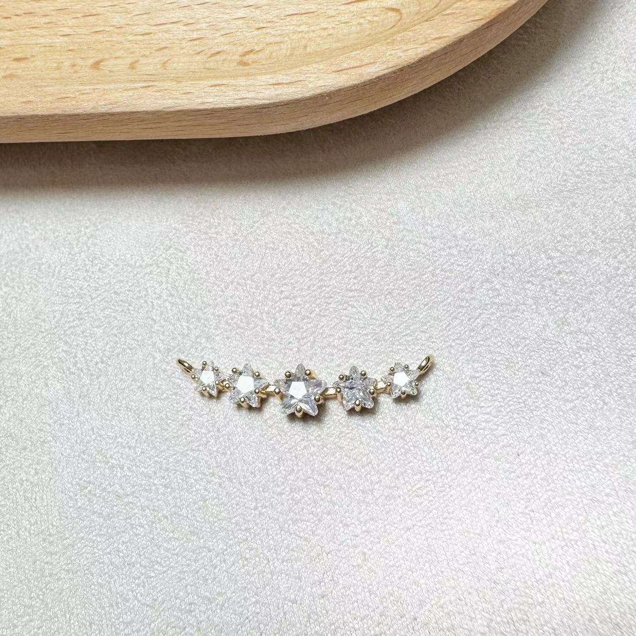 DIY饰品配件铜镀k金微镶锆石翅膀树叶子叶片羽毛吊坠耳环耳饰挂件