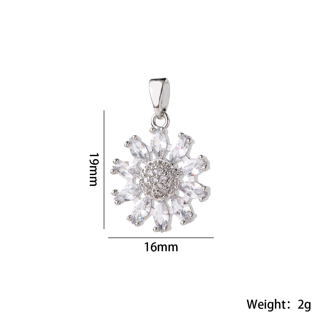 跨境高级感彩宝花朵雪花diy手工项链吊坠配件真金电镀锆石 配饰女