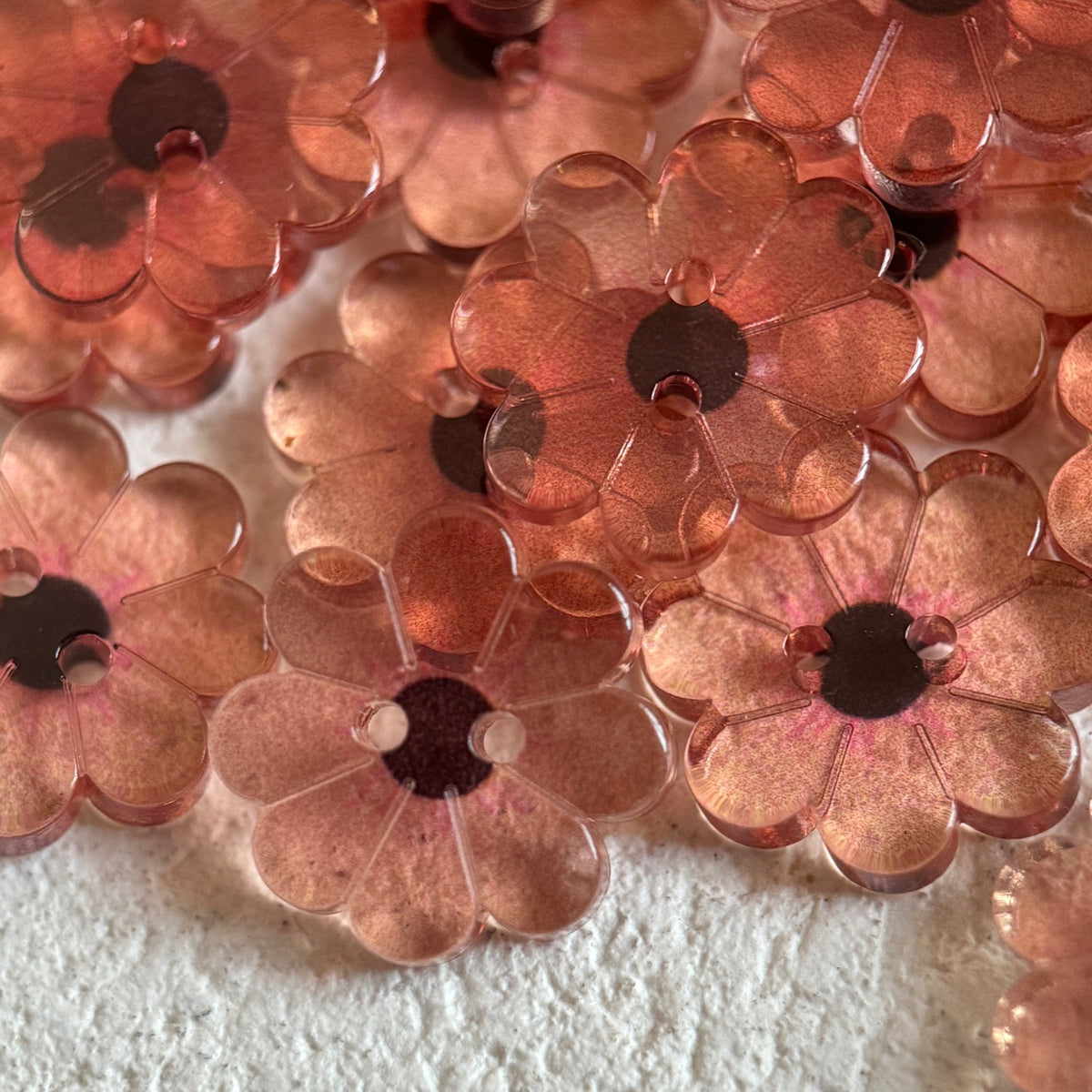 Bunli - DIY 10 Pack Pink-Orange Flower-Shaped Button