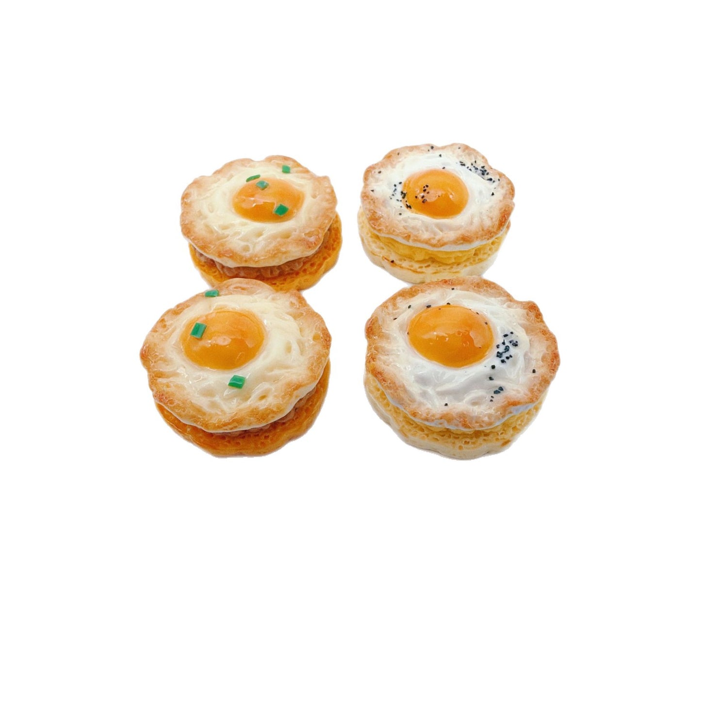 微景观仿真摆件煎蛋树脂微缩食玩DIY冰箱贴钥匙扣挂件发饰贴片